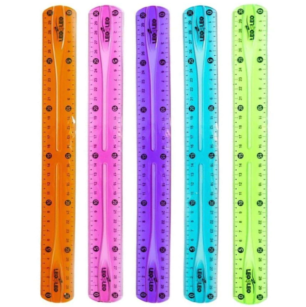 Régua escolar flexível 30cm colorida