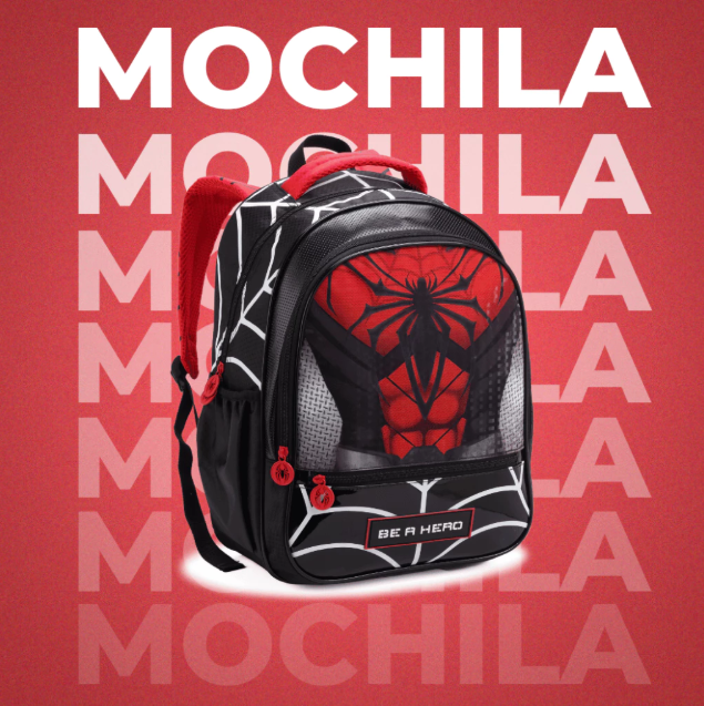 Mochila Escolar Infantil Spider Aranha Menino Lancheira Estojo Duplo Resistente Premium