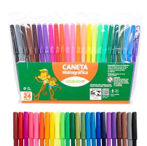 Caneta Hidrocor 24 Cores Canetinha Hidrografica