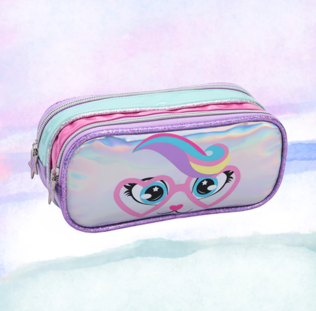 Mochila Escolar Gatinha Estrela Escolar Lancheira e Estojo Bolsa De Rodinha Menina Feminina