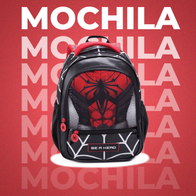 Mochila Escolar Infantil Spider Aranha Menino Lancheira Estojo Duplo Resistente Premium