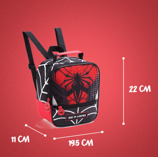 Mochila Escolar Infantil Spider Aranha Menino Lancheira Estojo Duplo Resistente Premium