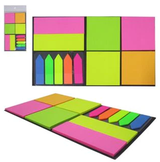 KIT BLOCO DE PAPEL , POSTITE E MARCA PAGINA 5 Blocos seta de 25 notas colors